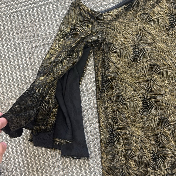 Laundry by Shelli Segal Black & Gold Shimmer One Shoulder Cocktail Dress, size 4 - Picture 4 of 8